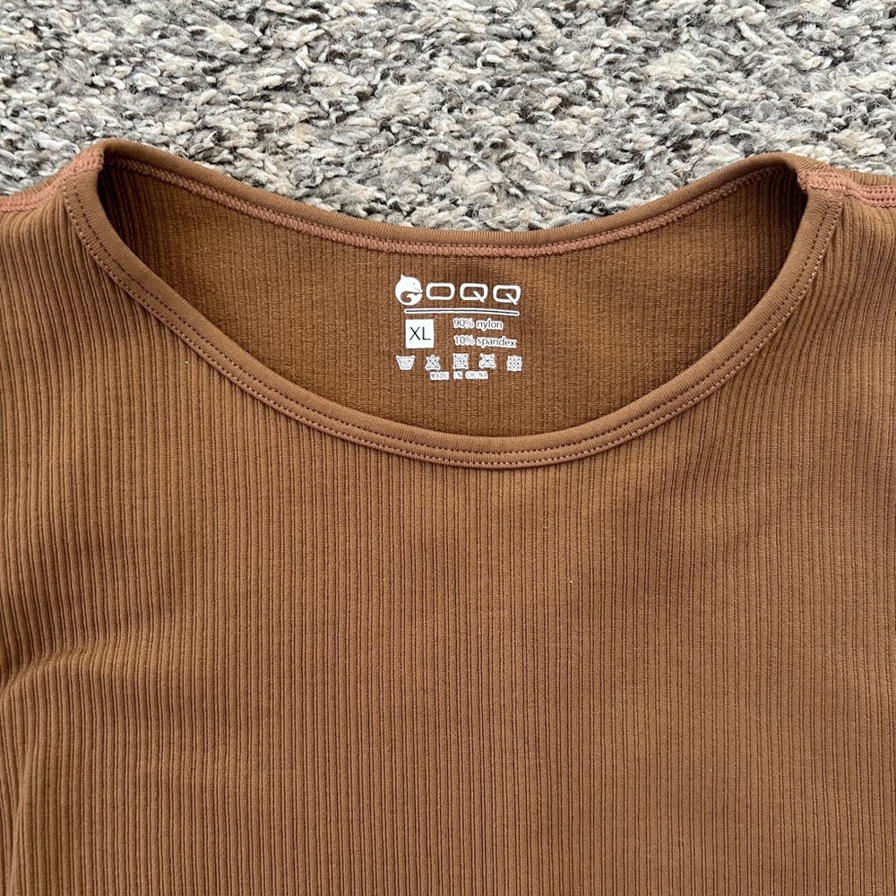 OQQ Ribbed Tank One-Piece Bodysuit in Brown XL - Picture 5 of 6